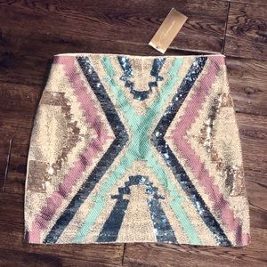 Sequin Aztec Mini-Skirt